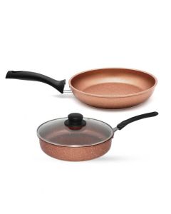 Pack COOK'ART De 3 Pièces Poêle + Sauteuse Avec Couvercle - Bronze