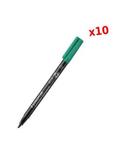 Pack de 10 Stylos Lumocolor Permanent STAEDTLER Universel B Vert