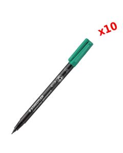 Pack de 10 Stylo Lumocolor permanent STAEDTLER universel S Vert