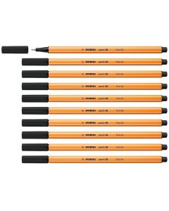 Pack de 10 Stylos Feutre STABILO Point 88 - Noir
