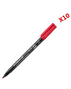 Pack de 10 Stylos Lumocolor Permanent STAEDTLER Universel B Rouge