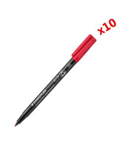 Pack de 10 Stylos permanent STAEDTLER universel Lumocolor M Rouge