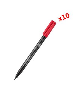 Pack de 10 Stylos Permanent STAEDTLER universel Lumocolor S Rouge