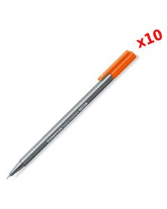 Pack de 10 Stylos STAEDTLER Triplus fin-liner - Orange