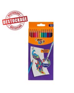 Pack de 12 Crayons Couleurs BIC Kids Evolution Illusion Avec Gomme