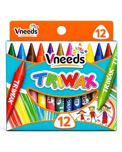 Pack de 12 crayons de Cire VNEEDS Modèle Moyen Couleur Assortis