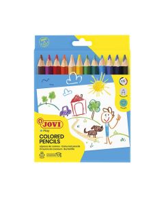 Pack de 12 Cryaon de Couleurs JOVI en Bois Maxi Triangulaire