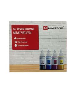 Pack de 4 Bouteilles d'encre couleurs adaptable MAETONE EPSON T664 