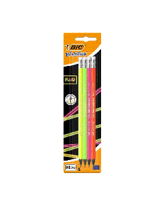 Pack de 4 crayons à papier BIC sans bois Noir Fluo