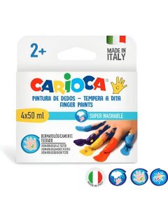 Pack de 4 Peinture à doigts CARIOCA 50ml plus de 2 ans