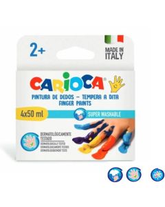 Pack de 4 Peinture à doigts CARIOCA 50ml 