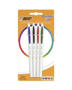 Pack de 4 Stylo Blister BIC à Bille Cristal Up - Couleurs Assorties (94640)