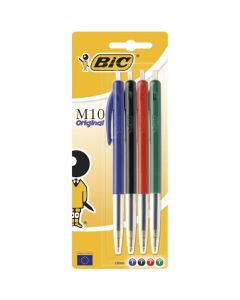 Pack de 4 Stylos à Bille BIC M10 - Couleurs Assorties (28071)