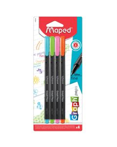  Pack De 4 Stylos P Fin MAPED Graph'Peps - Couleurs Assortis