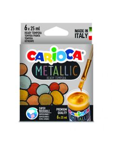 Pack de 6 Unités de Gouache CARIOCA Métalliques de 25ml 