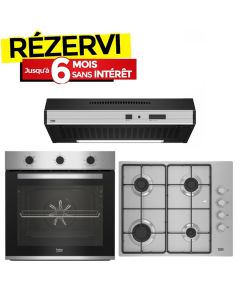 Pack Électroménager BEKO Plaque + Four + Hotte - Inox