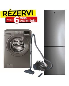 Pack Électroménager HOOVER Lave Linge + Réfrigérateur + Aspirateur - Silver