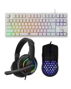 PACK Gamer Clavier + Souris + Casque BARACUDA - Noir&Blanc