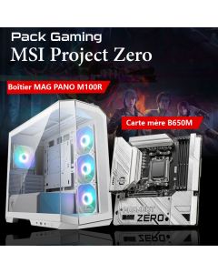 Pack Gaming MSI PROJECT ZERO Boîtier MAG PANO M100R & carte mère B650M - Blanc