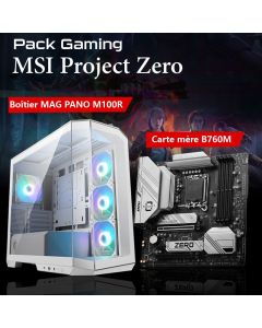 Pack Gaming MSI PROJECT ZERO Boîtier MAG PANO M100R & carte mère B760M - Blanc