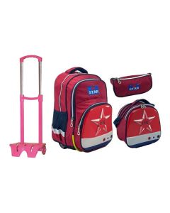 Pack Scolaire STAR De 3 Pièces Avec Chariot - Rouge
