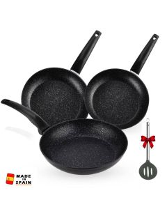Pack FAGOR 3 Poêles VIVANT De 18 cm , 24cm et 28cm + Écumoire 