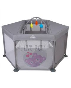 Parc Lit 2-en-1 Prima Carino Hexagonal - Gris - Sécurisé