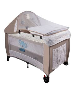 Parc Lit KOALA Bello Réglable Avec table à langer - Beige & Grège