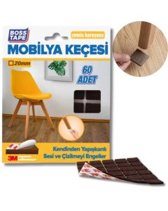 Patin en Feutre BOSS TAPE Adhésif Carré Pour pied de meuble 20 x 20 mm