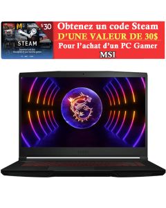 PC Portable Gamer MSI Thin GF63 12UCX i5 12è Gén 16Go RTX 2050 