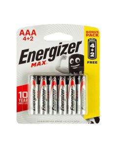 Piles AAA ENERGIZER MAX E92 – Lot de 6 – Énergie Fiable