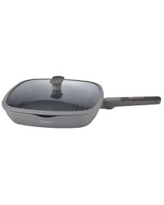 Poêle Grill Carrée Baroly 28 cm Taupe – Verre Bois
