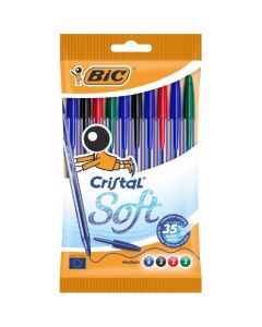 Pochette de 10 Stylos BIC Soft Cristal - Assortis