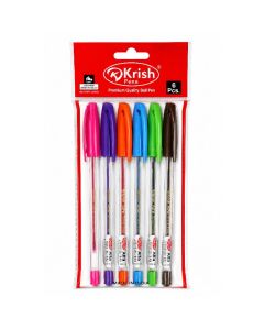 Pochette de 6 Stylos KRISH à Bille - Assortis