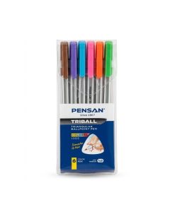 Pochette de 6 Stylos à Bille PENSAN Triball - 1.0mm Assortis