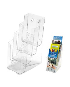 Porte Brochure FAIBO A6 - 4 Compartiments Plastique Transparent