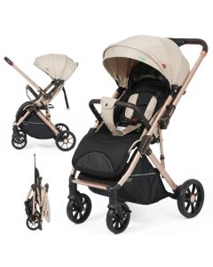 Poussette Bébé KIDILO Z8 4 roues pliable - Beige(Z8-BEIGE)