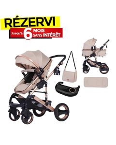 Poussette Landau BELECOO 535-Q3 Avec Sac Maman - Beige