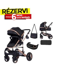 Poussette Landau BELECOO 535-Q3 Avec Sac Maman - Noir
