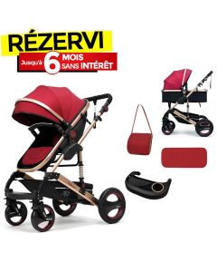 Poussette Landau BELECOO 535-Q3 Avec Sac Maman - Rouge