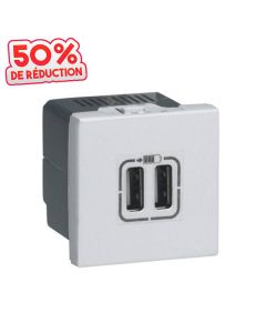 Prise LEGRAND USB type A Mosaic 2 Modules 2,4A 12W - Blanc