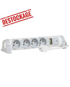  Rallonge Multiprises LEGRAND 4x2P+T Confort et sécurité Avec cordon 1.5m - Blanc&Gris (050091)