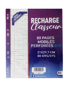 Recharge Classeur KO A4 80gr Séyes 80 Pages