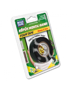 Ruban de montage BOSS TAPE en mousse acrylique 10 kg, 19mm x 2 mètres - Noir 