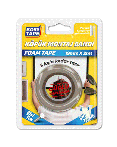 Ruban de montage BOSS TAPE en mousse acrylique ,5 kg, 19 mm x 2 mètres - Blanc 