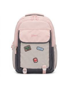Sac à Dos Scolaire SENHEYUAN 3 Compartiments - Rose & Gris