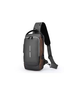 Sac De Poitrine Antivol FASHION Avec Port USB et serrure - Gris