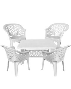 Salon de Jardin 4 Places Marrakech - Blanc - Design Élégant
