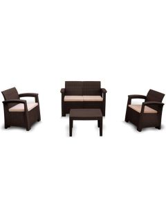 Salon de jardin SOFPINCE Syphax 4 places - Dark Marron