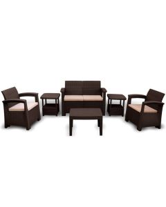 Salon de jardin SOFPINCE Syphax 4 places - Dark Marron 